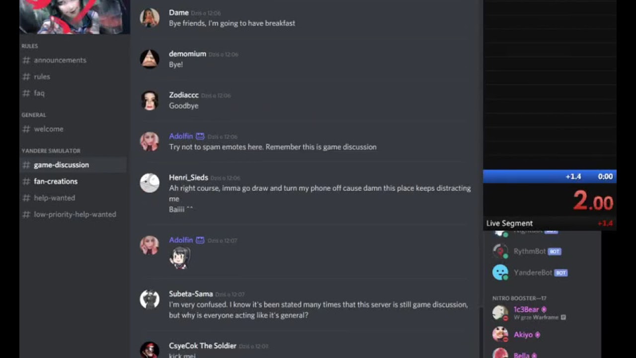 Getting kicked from Yandere-Simcord sPEEdrun but it looks like an ...