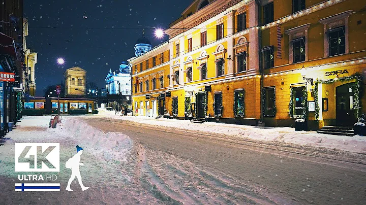 4 Hours of Enchanting Snowfall Night Walks in Finland - ASMR Slow TV 4K