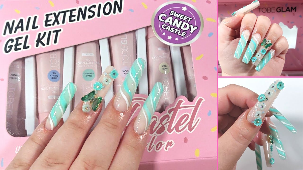 TRYING THE TOBEGLAM PASTEL POLYGEL KIT | XXL TURQOISE OMBRE POLYGEL NAILS 🐬