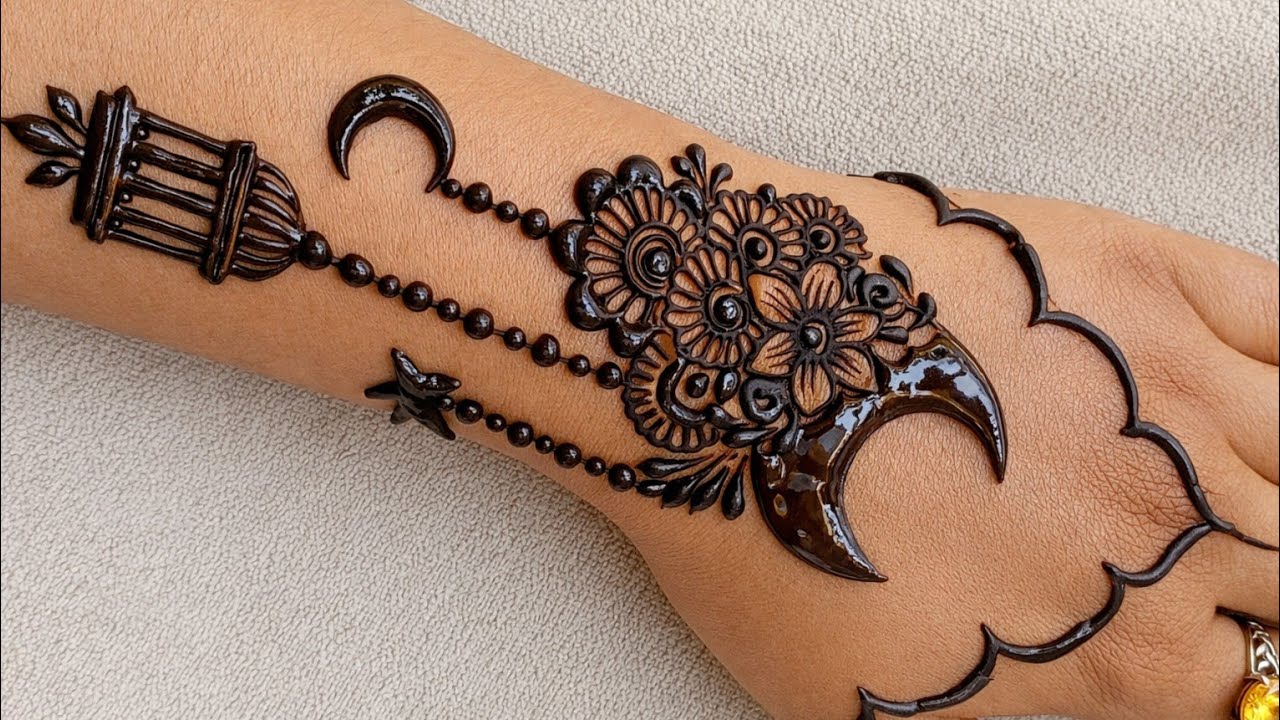 Eid Ramzan Special back hand Chand mehndi design| mehndi design back hand for beginners |easy mehndi