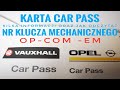 Opel Car Pass - karta kodów kilka informacji