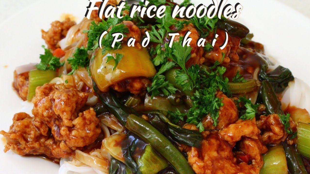Flat rice noodles vegetarian recipe Pad Thai noodles Vegan YouTube