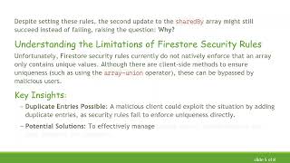 How to Check If an Array Field in Firestore Already Contains a Value using Security Rules