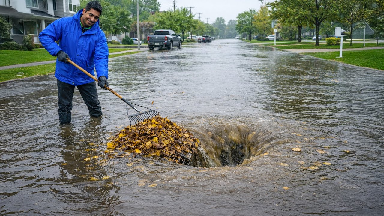 Clearing a Heavily Blocked City Storm Drain