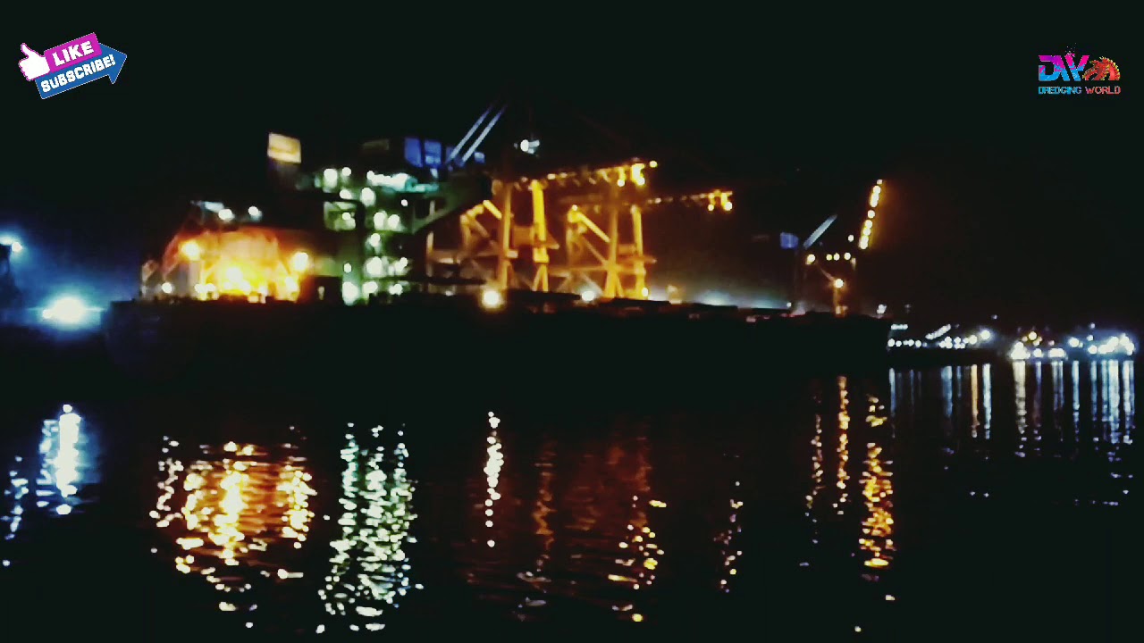 Night view of port and port operation