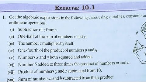 Algebraic Expression lClass 7th maths l Exercise 10.1 l Chapter 10 l NCERT l Solution l cbse board