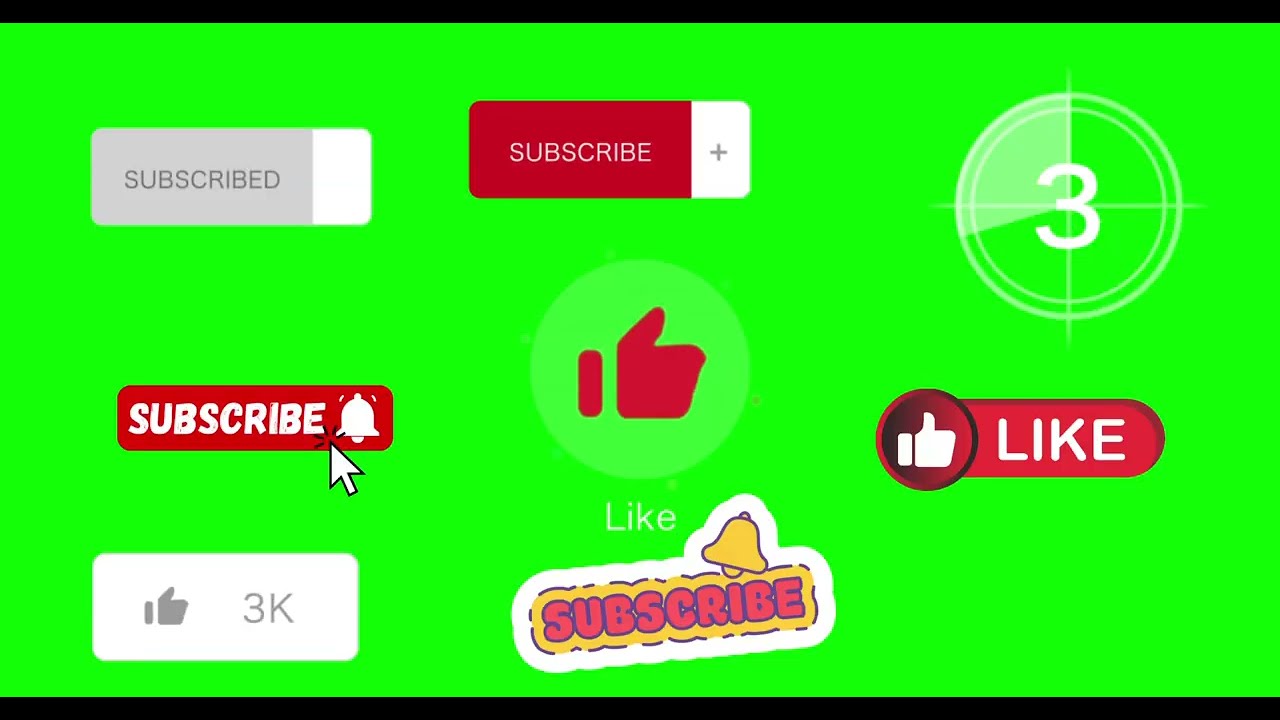 3D Like+Share+Subscribe Button Green Screen| No Copyright Animated Green Screen |