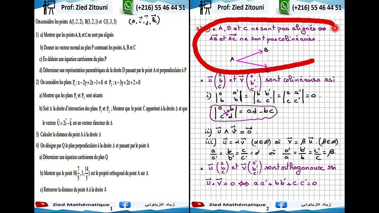09 - Espace. Correction D'Exercice Avec Rappel De Cours. Bac Math / Science / Technique.