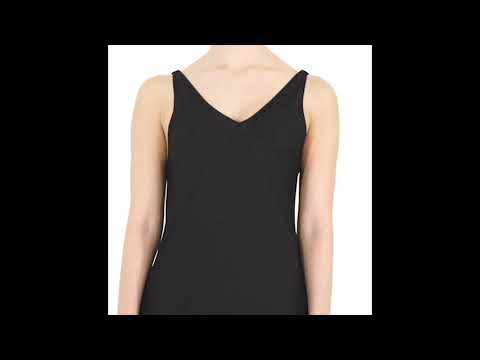 black v neck slip dress