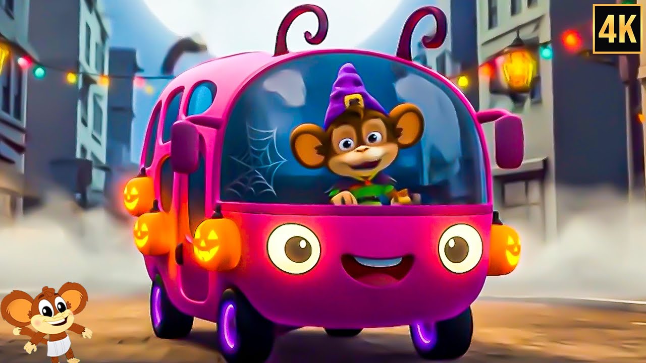 Halloween Wheels on the Bus Spooky Vehicle Cartoon for Kids