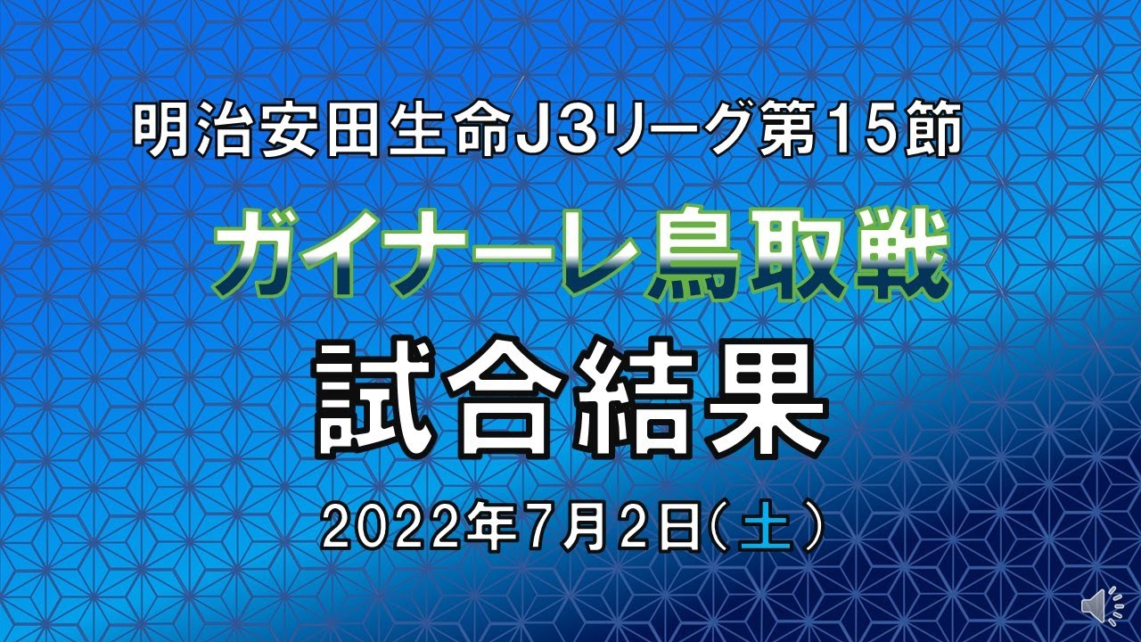 第15節 ガイナーレ鳥取戦結果 アスルクラロ沼津のある生活