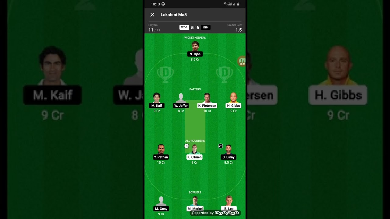 WOG VS INM DREAM11 TEAM🔥