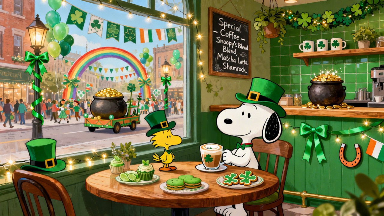 Lucky Lofi Café with Snoopy ☘️🌈 Chill Beats for St. Patrick’s Day Mood