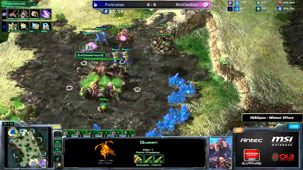 IGAOpen Winter Effort - 2nd Group stage - Group A - RiMDestroy [Z] Vs. PwSnykes [P] - Game #1