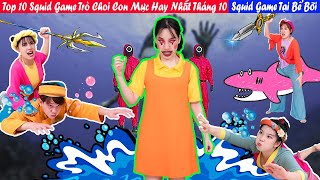 Top 10 Squid Game Trò Chơi Con Mực Hay Nhất Tháng 10 | Kỳ Lạ Squid Game Tại Bể Bơi | Miu Miu TV