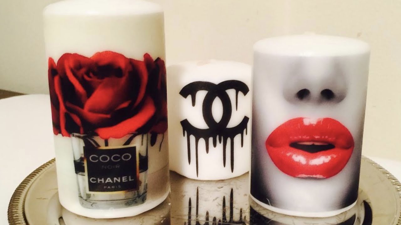 DIY Designer inspired candles DIY/fashion logo / photo on candles