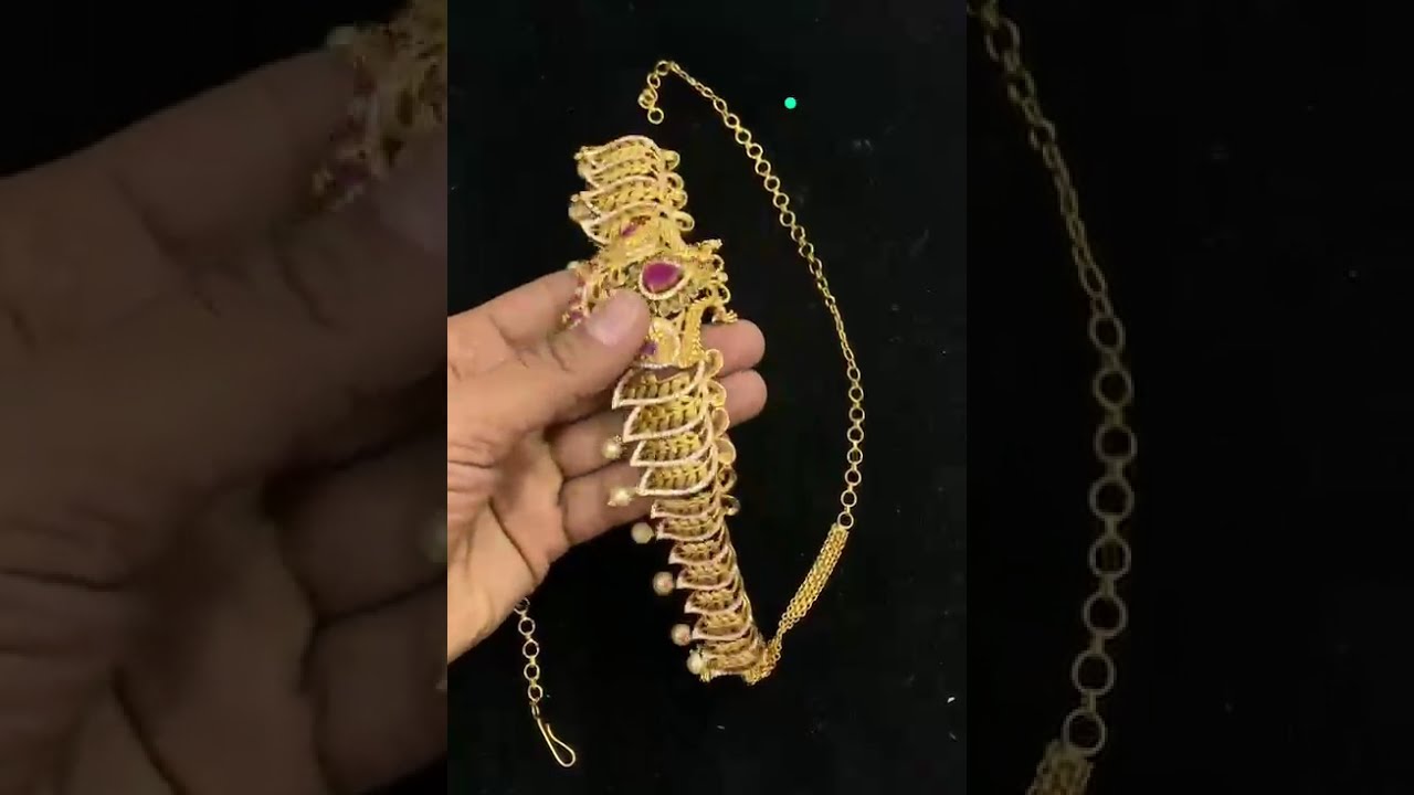 Gold Matt Finish - AD Stones Studded Hip Chain - Hip Belt