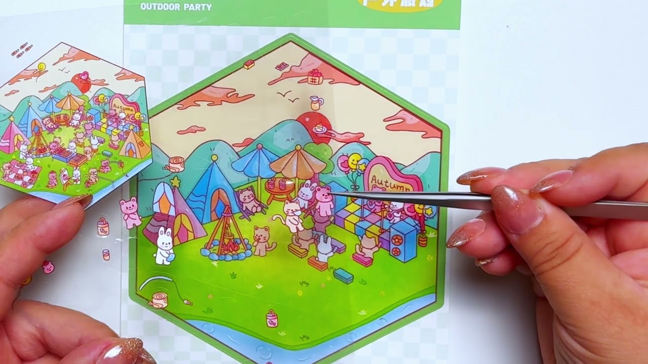ASMR Mini Sticker Scenery | Outdoor Party Vibes 🌿