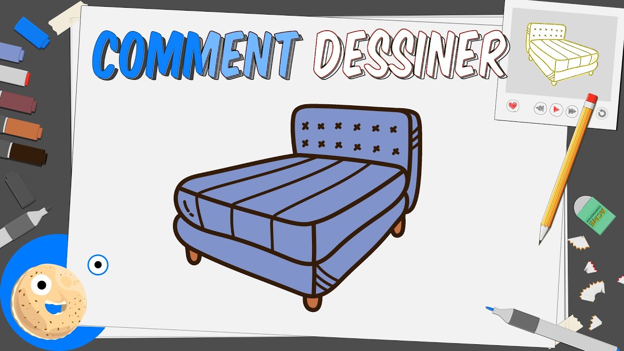 Comment dessiner un lit × Mobilie - YouTube