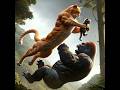 Super meow fight gorilla in forest meow cat funny animals cats cute unstoppable