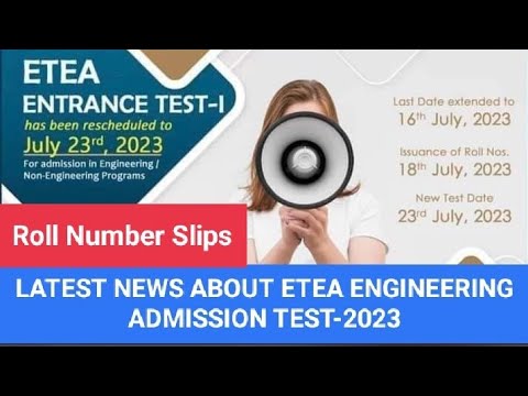Roll number slips | ETEA ENGINEERING ADMISSION test 2023 | Date ...