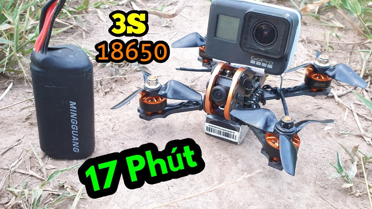 Drone fpv mini bay 17 phút với pin 18650 – Tyro79 + 3s 18650 flight time 17 min – KimGuNi