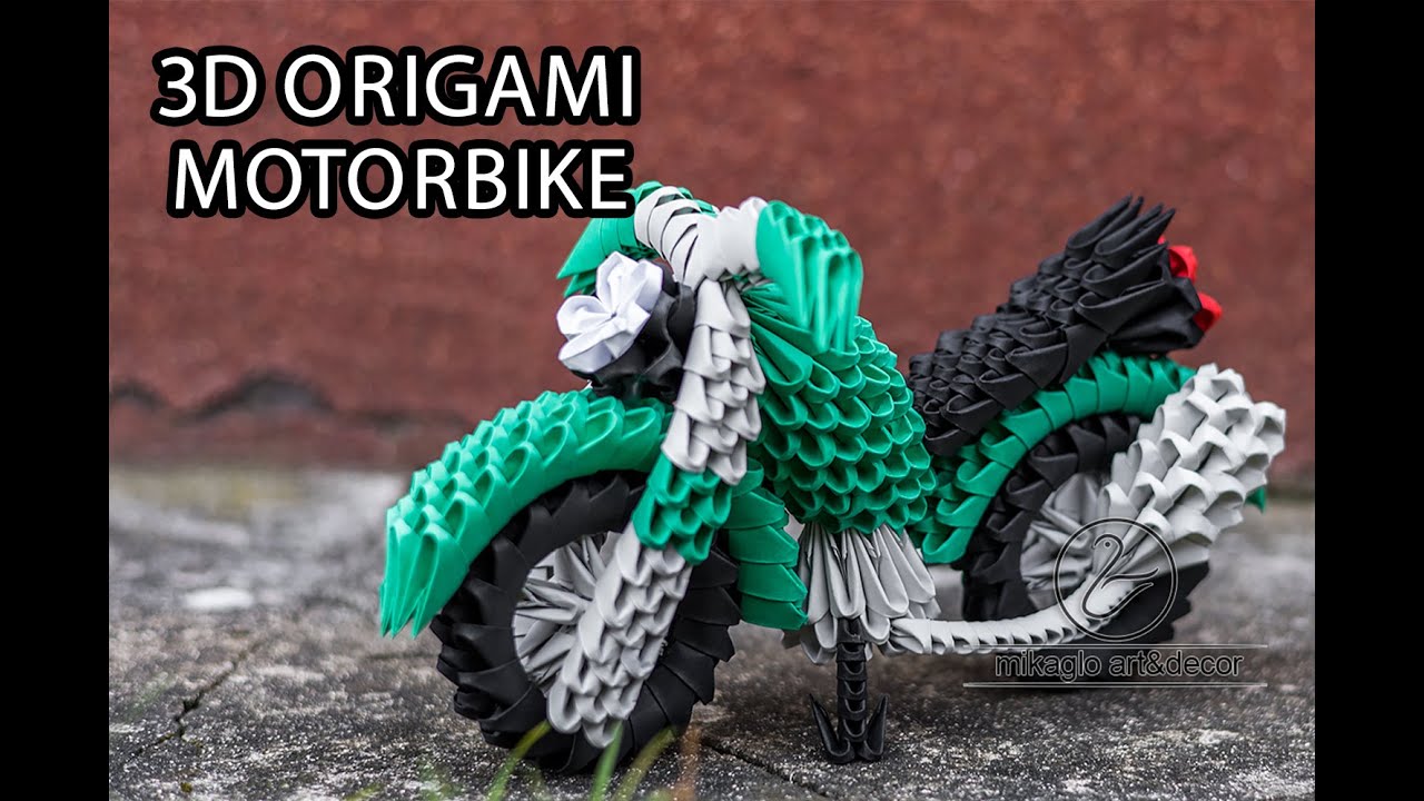 3d origami easy motorbike tutorial motorcycle gift idea / Motocykl