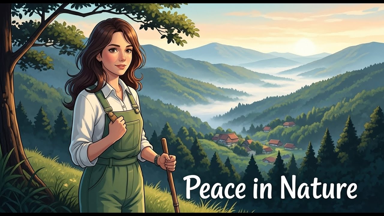 Peaceful Ghibli-Style Rainy Day Animation | Cozy House & Mountain Journey