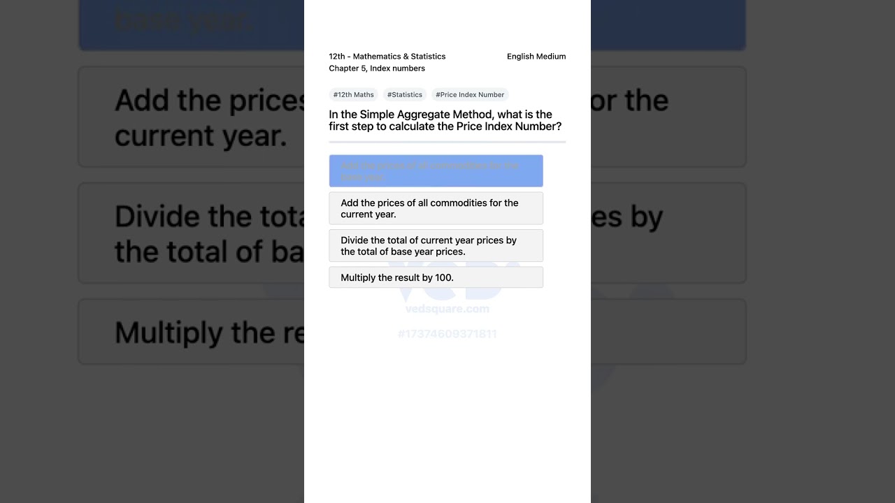 12th Maths Stats Simple Aggregate Method Explained