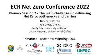 ECR Net Zero Conference 2022 Plenary 2 and Closing Keynote