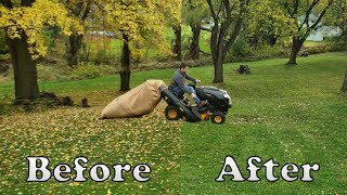 TerraKing Lawn Mower Leaf Bag Review - Clear lots of leaves fast!