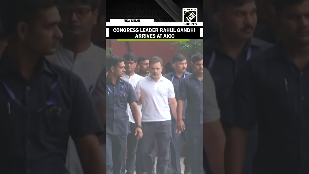 Congress leader Rahul Gandhi arrives at AICC headquarters in Delhi