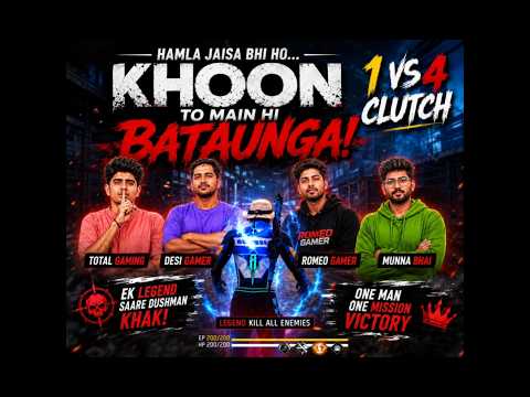 4 Big Creators 😈 Fir Bhi 1vs4 Clutch Ho Gaya 🔥 #totalgaming #desigamer #romeogamer #munnabhai