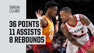 Damian Lillard (36 pts, 11 ast, 8 reb) Highlights vs. Utah Jazz | January 30, 2019