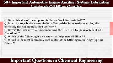 MCQ Questions Automotive Engine Auxiliary Systems Lubrication Lubricants Oil Filters with Answers