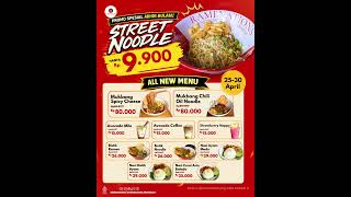 kamu bisa sikat Street Noodle cuma Rp 9.900 aja! deretan menu baru kita juga lagi promo gede-gedean!