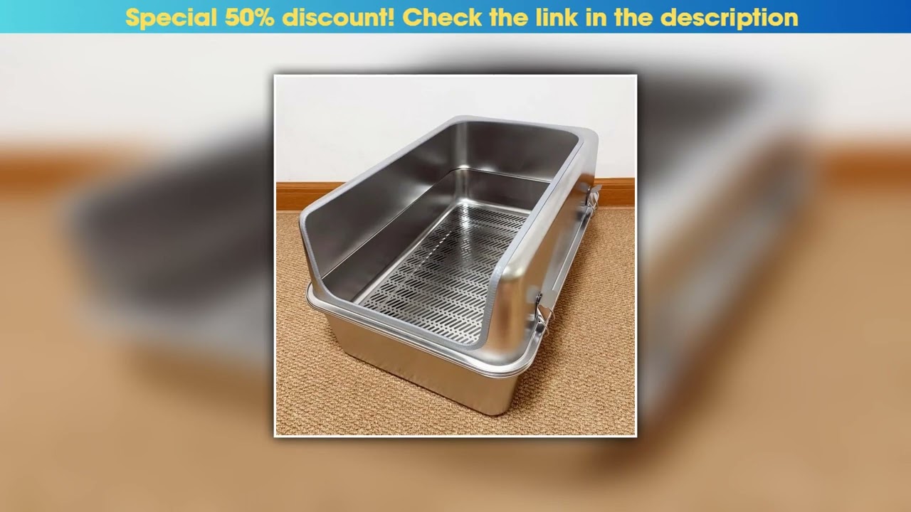 Exclusive 2-Tier Cat Litter Box with High Side Stainless Steel Litter Tray Dry and Wet Separation D