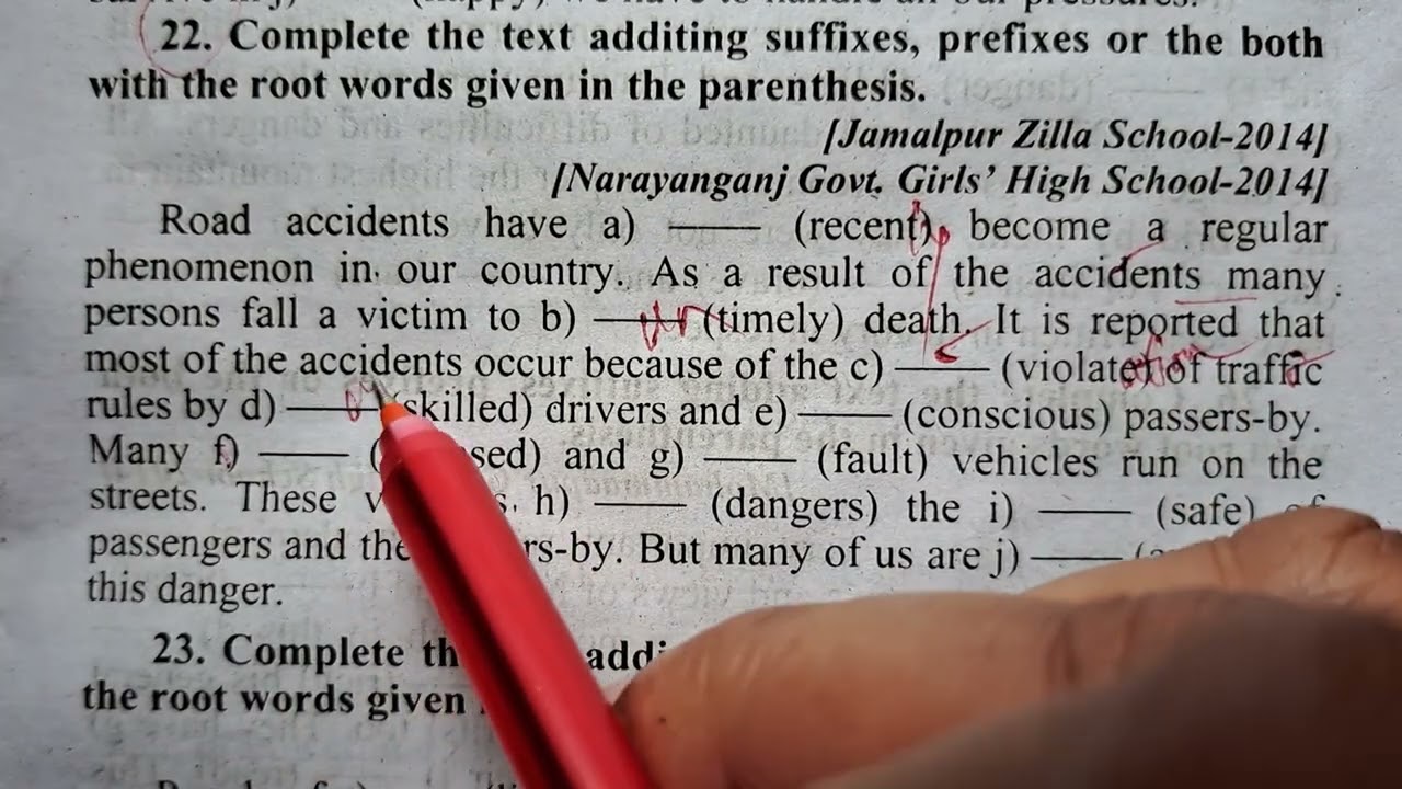 Suffix prefix Road accidents have recently become