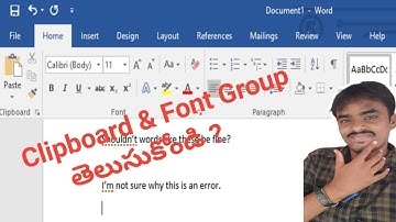 Ms Word Home tab (clipboard & font groups) in Telugu | Part-3|