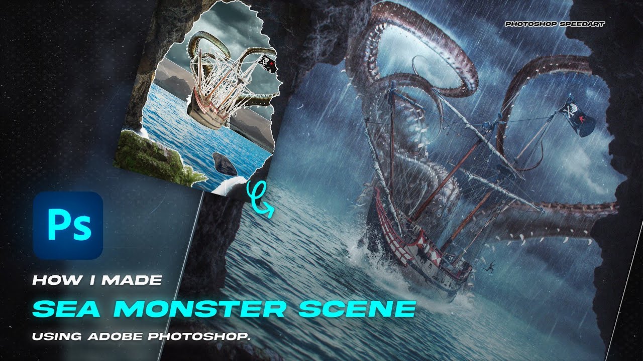 How I made Sea Monster Photomanipulation | Photoshop Speedart