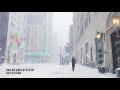 East Coast Blizzard 2021. Snowy Park Ave South, Fifth Ave, New York City.  ASMR