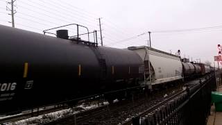 Cn 329 W Cn 2613 & Up 5012 Hooked E.s. Lead This Long Eb Mixed Freight Train Thru The Brampton
