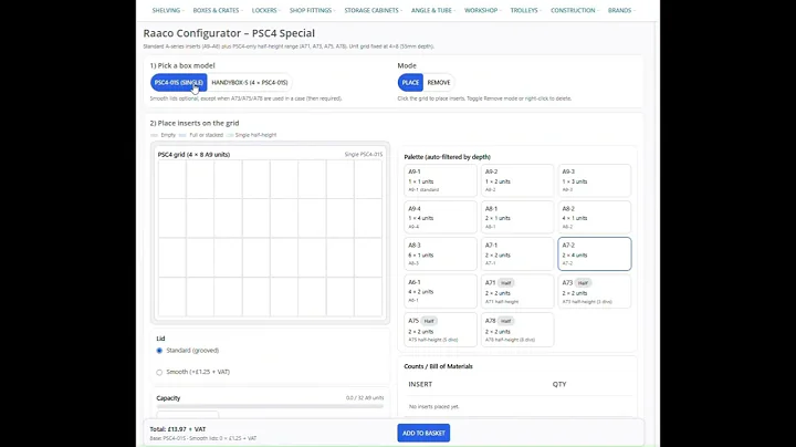 Raaco Assorter PSC4 inserts to suit you