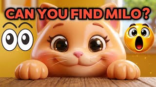 Can YOU Find Milo 🐱 Learn Prepositions for Kids | Fun Guessing Game. IN, ON, UNDER, ABOVE, BELOW...