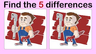 Look and Find 5 Differences No59 Repairman  | Spot the difference | Illustration game | Image game