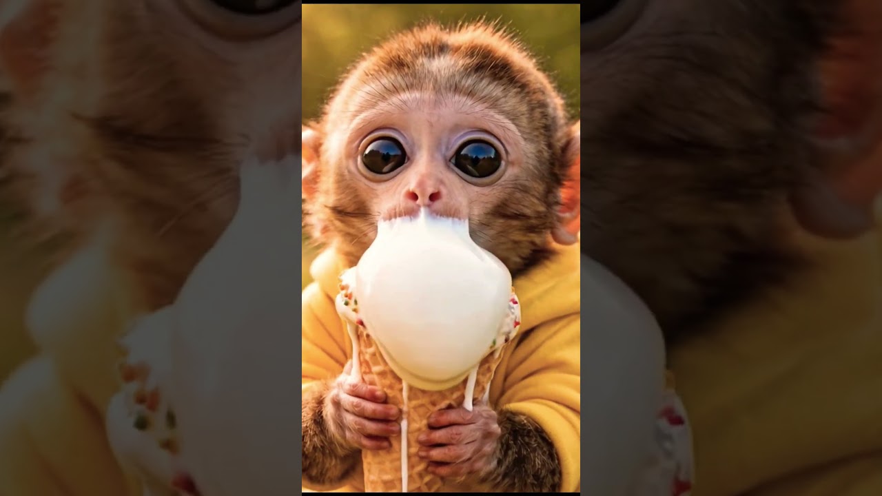 Сюрприз в виде мороженого от милой обезьянки 🍦🐒💛 | 