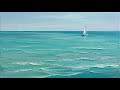 Impasto Calm Teal Waves | Single Sailboat Relaxation | 1 Hour 4K Ambient Visual No Music OLED Safe
