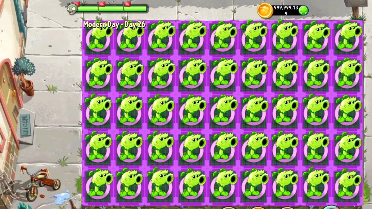 Plants Vs zombies 2 Primal Peashooter Vs All Zombies Gameplay Challenge | Pvz 2 Modern Day Gameplay 