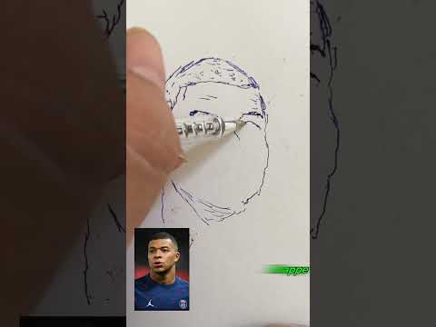 #Vẽ #cầu thủ #bóng đá nổi tiếng #Mbappe bằng #bút bi #màu xanh