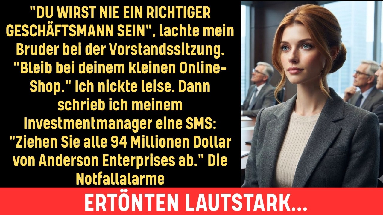 Die Vorstandssitzung lief seit zwei Stunden – und mein Bruder Markus prahlte mit Erfolgen, die ich heimlich bezahlte. Ich saß am anderen Ende des Tisches, unsichtbar wie immer. Nach der Sitzung...